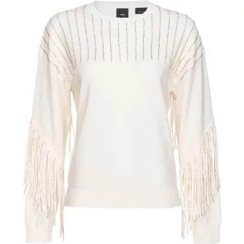 Rhinestone Fringe Sweater , female, Sizes: S - pinko - Modalova