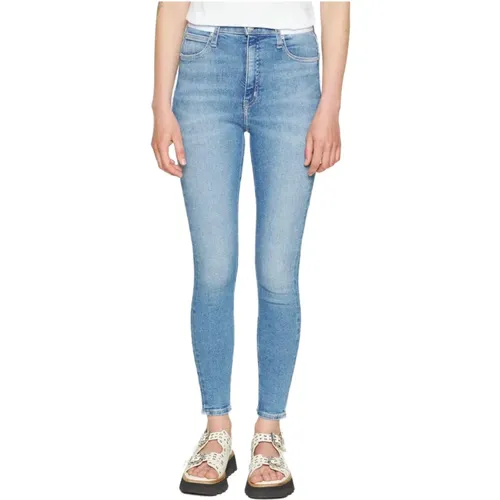 Blaue Jeans mit Abgenutztem Effekt , Damen, Größe: W27 - Calvin Klein Jeans - Modalova