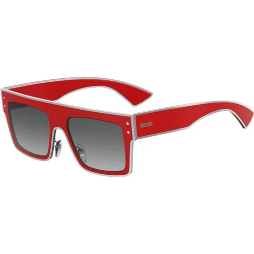 Rote Sonnenbrille mit dunkelgrauen Gläsern , Damen, Größe: 54 MM - Moschino - Modalova
