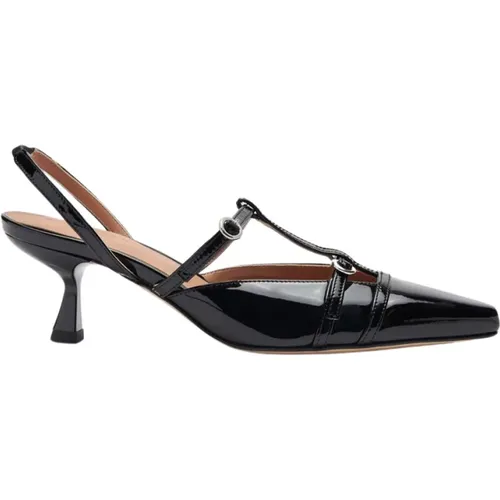 Elegante T-Bar Pumps in Schwarz Lack , Damen, Größe: 40 EU - Scarosso - Modalova