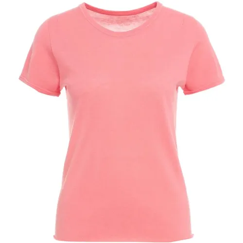 Rosa T-Shirt für Frauen , Damen, Größe: L - majestic filatures - Modalova