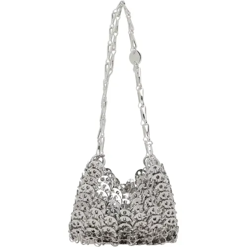 Silver Shoulder Bag with Metal Medallions , female, Sizes: ONE SIZE - Paco Rabanne - Modalova