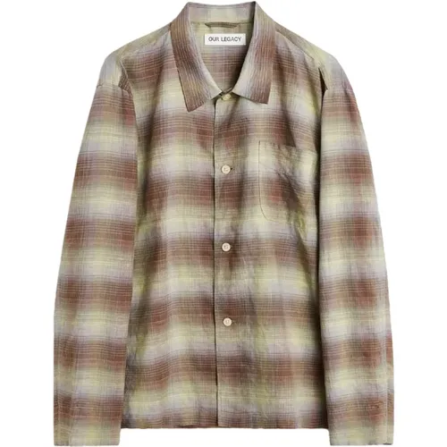 Multicolored Linen Checked Shirt , male, Sizes: S - Our Legacy - Modalova