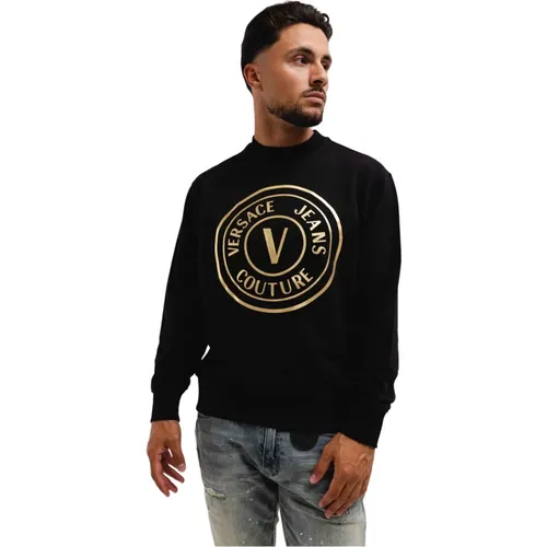 V-Emblem Sweater Schwarz/Gold Herren - Versace Jeans Couture - Modalova