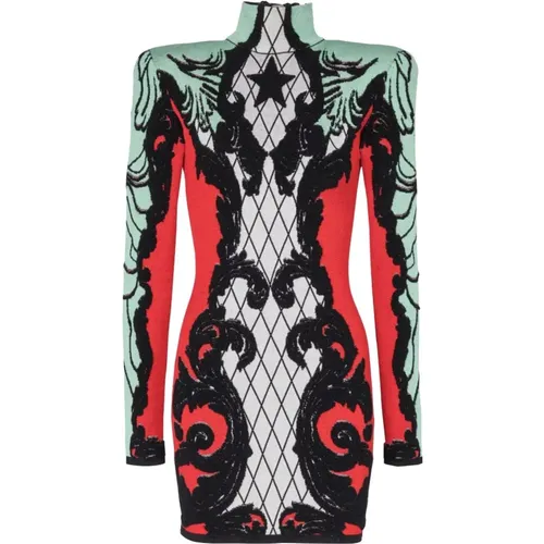 Short Baroque Dress , female, Sizes: S - Balmain - Modalova