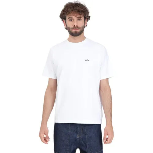 Weiße T-Shirt mit Herzen Druck , Herren, Größe: M - Arte Antwerp - Modalova