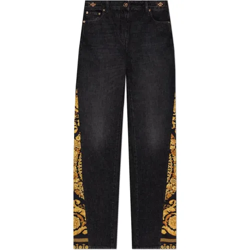 Jeans with Barocco motif , female, Sizes: W27, W26, W28 - Versace - Modalova