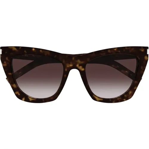 Kate Cateye Sonnenbrille Braun Tortoise , Damen, Größe: 55 MM - Saint Laurent - Modalova