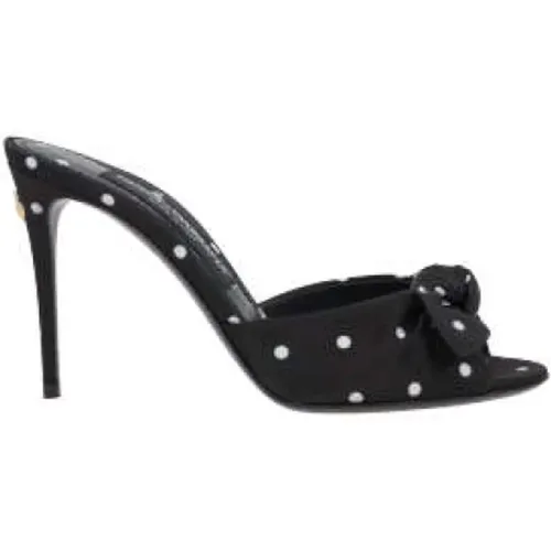 Polka Dot Mule Sandals with Bow , female, Sizes: 3 1/2 UK, 3 UK, 5 1/2 UK, 6 UK, 5 UK, 7 UK, 4 1/2 UK, 4 UK - Dolce & Gabbana - Modalova