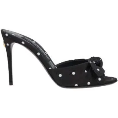 Polka Dot Mule Sandals with Bow , female, Sizes: 4 UK - Dolce & Gabbana - Modalova