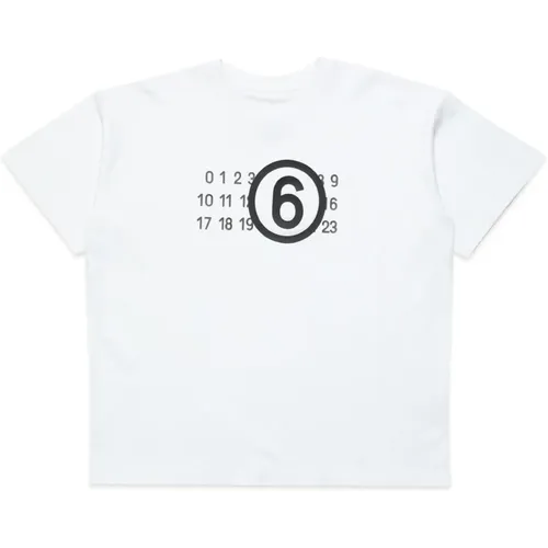 Rundhals T-Shirt mit gummiertem Logo - MM6 Maison Margiela - Modalova