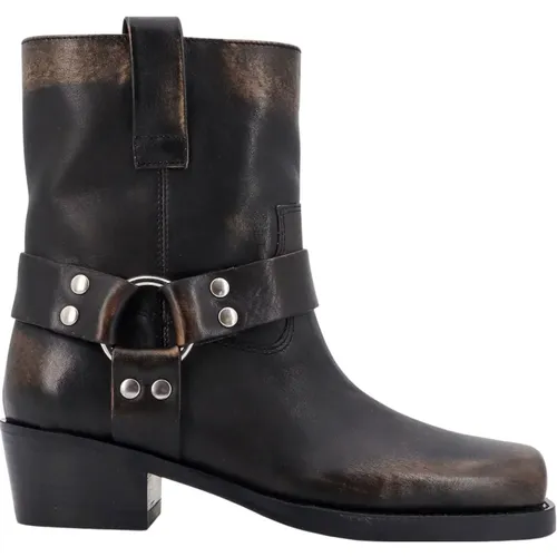 Leather Ankle Boots with Metal Details , female, Sizes: 8 UK, 6 UK, 7 UK, 5 1/2 UK, 4 1/2 UK, 4 UK, 5 UK, 3 UK - Paris Texas - Modalova