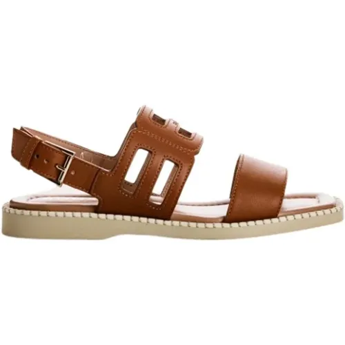 Leather Sandals with Double Strap , female, Sizes: 2 UK - Hogan - Modalova