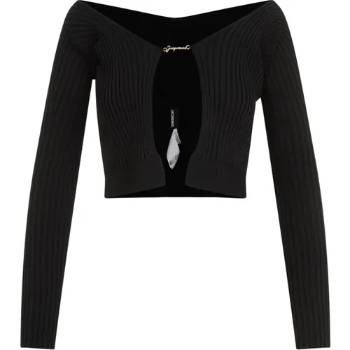 Schwarzer Viskose Cardigan Sweater , Damen, Größe: S - Jacquemus - Modalova