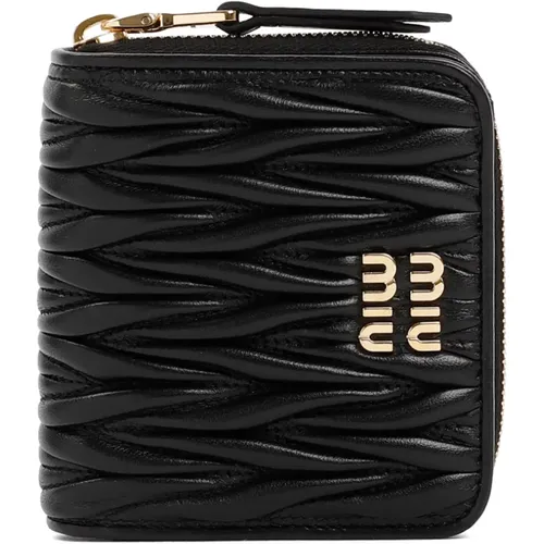 Lamb Leather Zip Wallet , female, Sizes: ONE SIZE - Miu Miu - Modalova