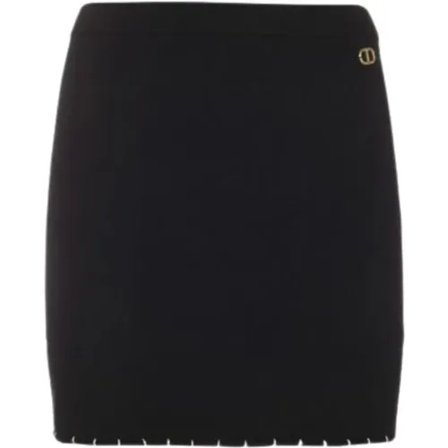 Knit Mini Skirt with Gold T Detail , female, Sizes: L, M, S, XS - Twinset - Modalova