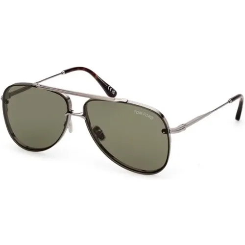 Green Lens Shiny Light Ruthenium Sunglasses , unisex, Sizes: 62 MM - Tom Ford - Modalova