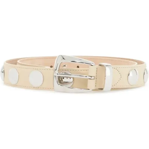 Studded Leather Belt with Round Studs , female, Sizes: 75 CM, 90 CM, 80 CM - Khaite - Modalova