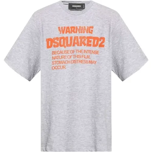 Graues Logo-Print T-Shirt , Herren, Größe: 2XL - Dsquared2 - Modalova