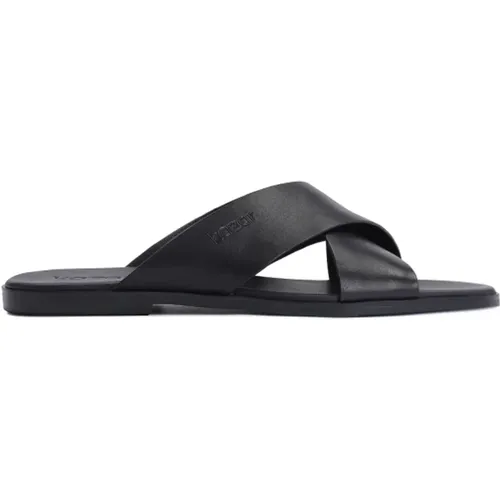 Schwarze Leder Casual Slides , Herren, Größe: 40 EU - Kazar - Modalova