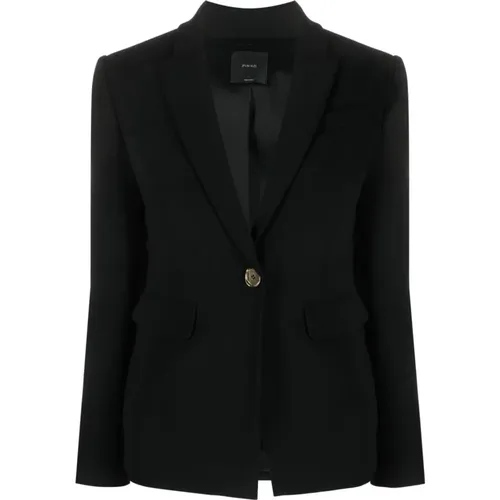 Schwarzer Einreiher-Blazer , Damen, Größe: M - pinko - Modalova