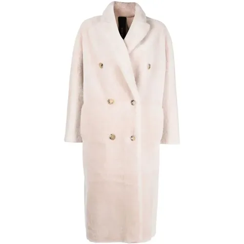 Reversible Shearling V-Neck Coat , female, Sizes: M - Blancha - Modalova