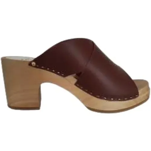 Kreuz-Über Leder Clogs mit 7,5cm Absatz , Damen, Größe: 36 EU - Youyou - Modalova