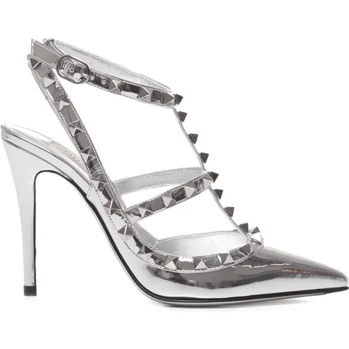 Silver Rockstud Patent Leather Pumps , female, Sizes: 3 1/2 UK, 6 UK, 4 UK, 8 UK, 6 1/2 UK - Valentino Garavani - Modalova