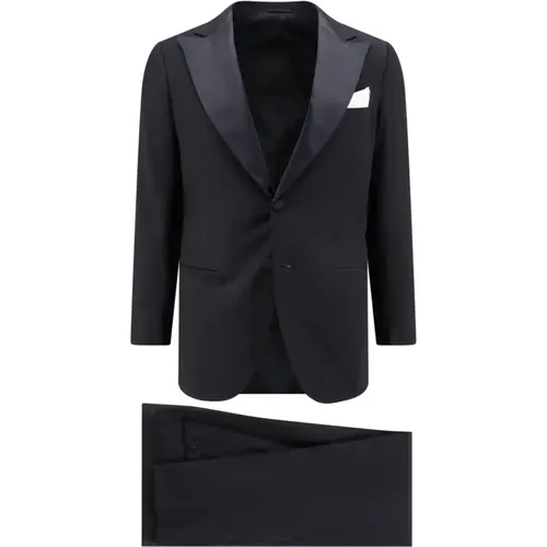 Schwarzer Anzug mit Blazer und Spitzem Revers - Kiton - Modalova