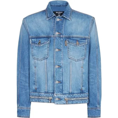 Denim Buttoned Jacket , male, Sizes: 2XL - Balmain - Modalova