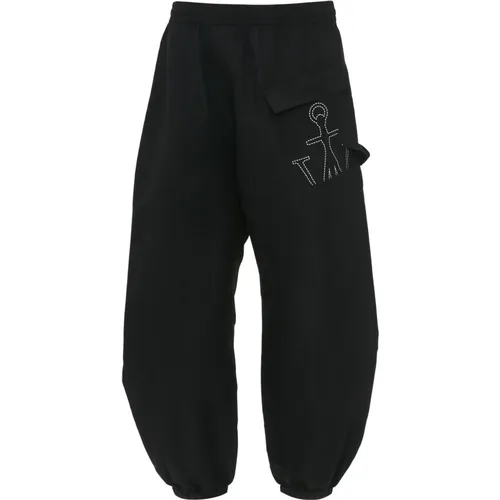 Schwarze sportliche Hose mit verdrehtem Design,Nylon Jogginghose - JW Anderson - Modalova