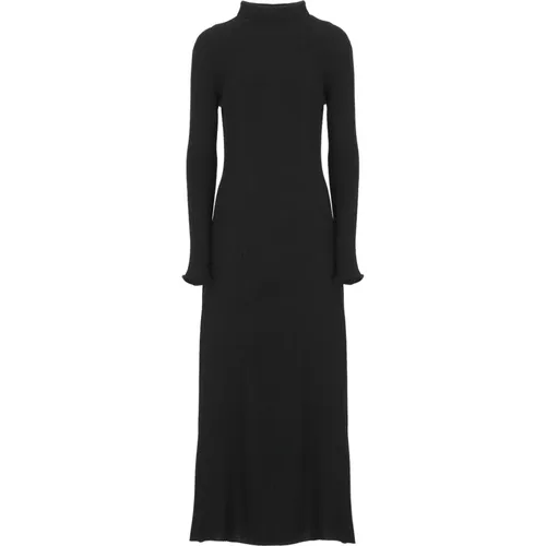 Schwarzes Geripptes Kaschmirmischkleid , Damen, Größe: M - D.Exterior - Modalova