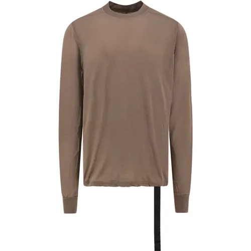 Braunes Crew-neck T-Shirt Oversize Hergestellt in Italien , Herren, Größe: M - Rick Owens - Modalova