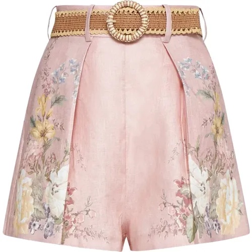 Blumenmuster Leinen Shorts , Damen, Größe: M - Zimmermann - Modalova