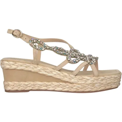 Rhinestone Wedge Sandals , female, Sizes: 6 UK, 7 UK, 3 UK, 5 UK, 9 UK, 8 UK, 4 UK - Alma en Pena - Modalova