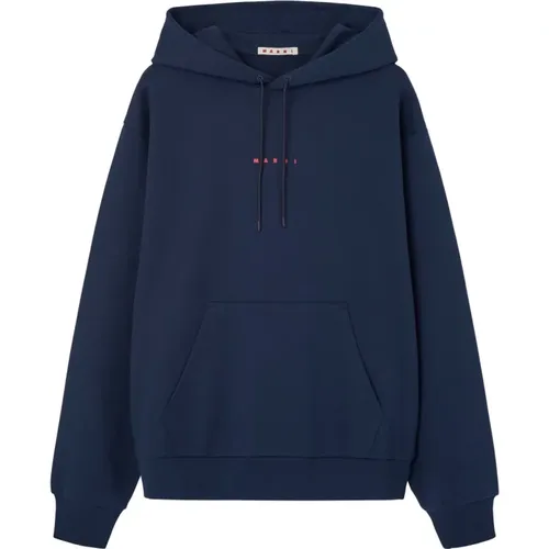 Navy Blauer Logo Pullover , Herren, Größe: L - Marni - Modalova