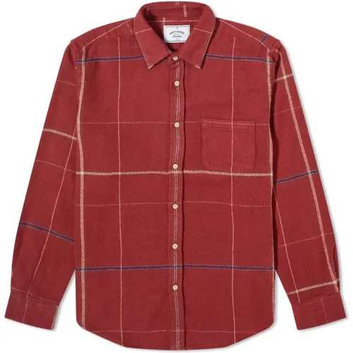 Bordeaux Check Shirt , male, Sizes: S - Portuguese Flannel - Modalova