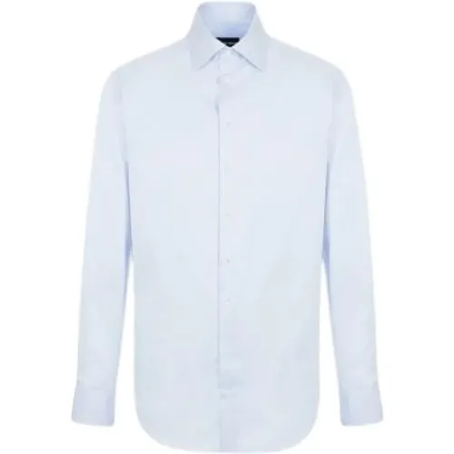 Men`s Poplin Semi-French Collar Shirt , male, Sizes: 4XL, 5XL, L, 3XL - Emporio Armani - Modalova