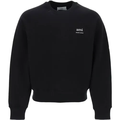 Baumwoll-Crewneck-Sweatshirt mit Logo , Damen, Größe: S - Ami Paris - Modalova