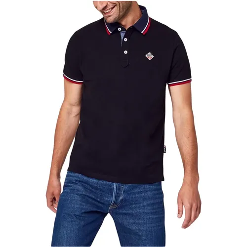 Schwarzes Baumwollpolo mit Logo-Patch , Herren, Größe: L - Schott NYC - Modalova