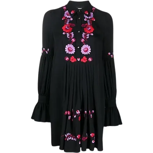 Embroidered Front Buttoned Dress , female, Sizes: XS, 2XS - Dsquared2 - Modalova