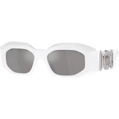 Stilvolle Sonnenbrille mit hellgrauen verspiegelten Gläsern - Versace - Modalova