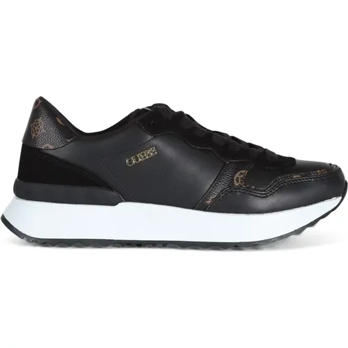 Leather and Eco-leather Sneakers with Logo Plate , female, Sizes: 3 UK - Guess - Modalova