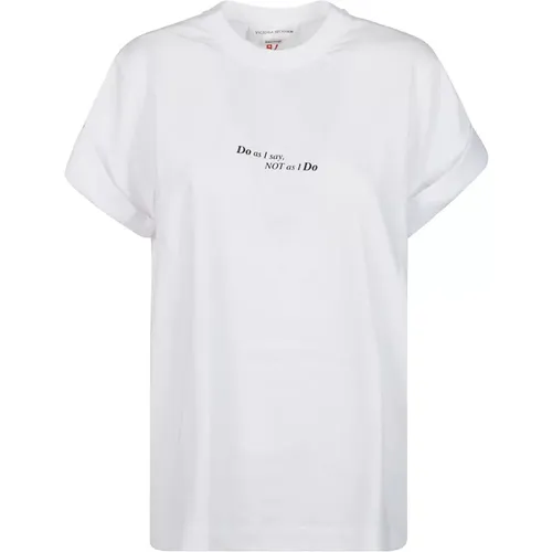 Weiße Slogan T-Shirt , Damen, Größe: M - Victoria Beckham - Modalova