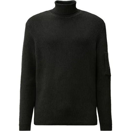 Rippstrick Rollkragenpullover in Schwarz , Herren, Größe: M - C.P. Company - Modalova