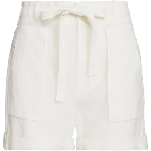 Weiße Leinen-Cargo-Shorts , Damen, Größe: M - Polo Ralph Lauren - Modalova