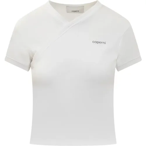 Kurzarm V-Ausschnitt T-Shirt - Coperni - Modalova