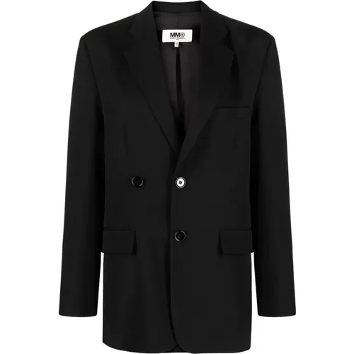 Gabardine Jacket with Classic Lapel and Button Closure , female, Sizes: S, M - MM6 Maison Margiela - Modalova