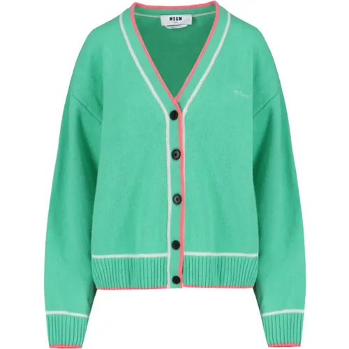 Grüner Cardigan Crop Sweater , Damen, Größe: M - Msgm - Modalova