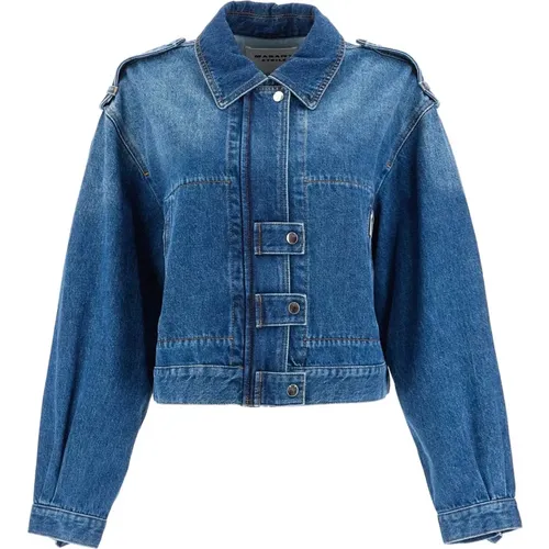 Boxy Denim Jacke mit Epauletten - Isabel Marant Étoile - Modalova